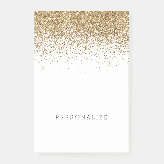 Gold Sparkle Faux Glitter Post-it Notes | Zazzle