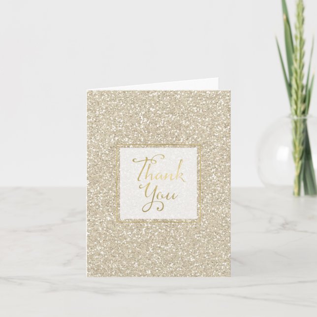 Gold Sparkle Faux Glitter Thank you (Front)