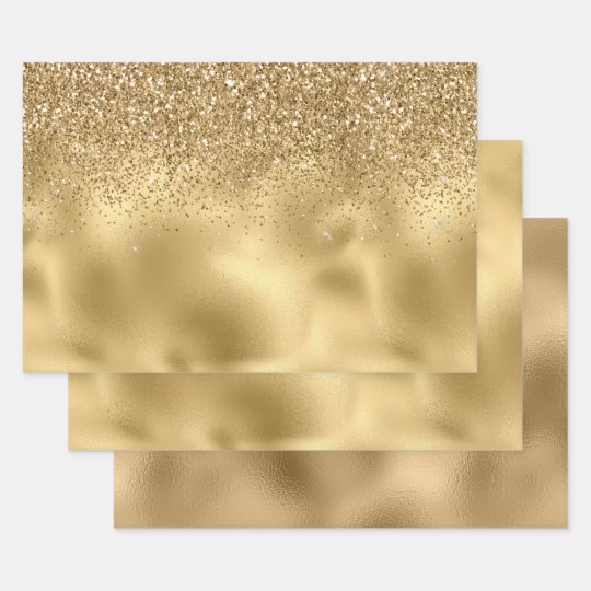 Gold Sparkle Faux Glitter Wrapping Paper Sheets