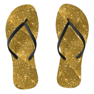 Gold Sparkle Flip Flops