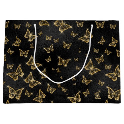 Gold Sparkle Glam Butterflies Large Gift Bag
