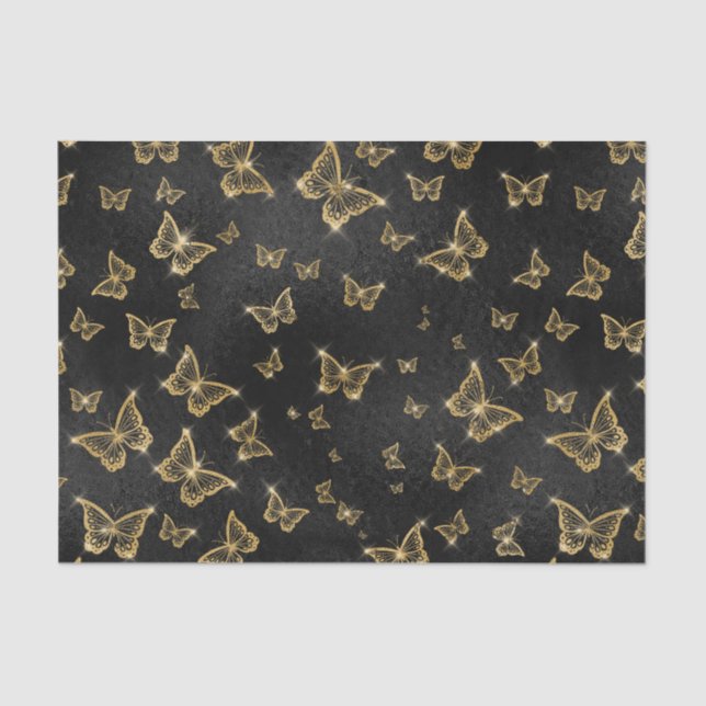 Gold Sparkle Glam Butterflies  Tissue Paper (Front)