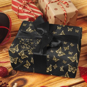 Gold Sparkle Glam Butterflies Wrapping Paper by gogaonzazzle at Zazzle
