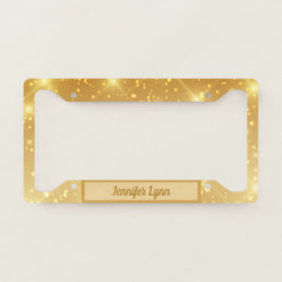 Gold Sparkle Glam Elegant Personalized Girly License Plate Frame