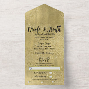 Gold Sparkle Glam Wedding All In One All In One Invitation