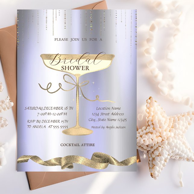 Gold Sparkle,Glass,Purple Bridal Shower Invitation (Creator Uploaded)