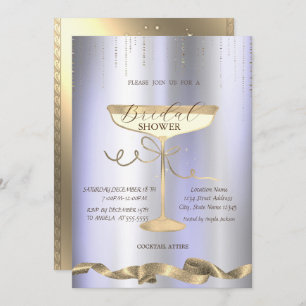 Gold Sparkle,Glass,Purple Bridal Shower Invitation