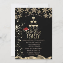 Gold Sparkle,Glass,Snowflakes Corporate Christmas Invitation
