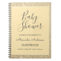 Gold Sparkle Glitter Baby Shower Guestbook Notebook