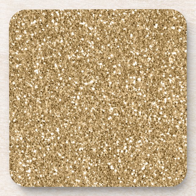 Gold Sparkle Glitter Beverage Coaster (Front)