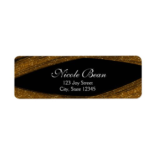 Gold Sparkle Glitter  Black Custom Address Labels