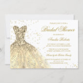 Gold Sparkle Glitter Dress Bridal Shower Invitation (Front)