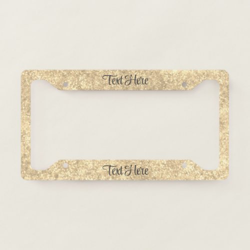 Gold Sparkle Glitter Elegant Personalized License Plate Frame
