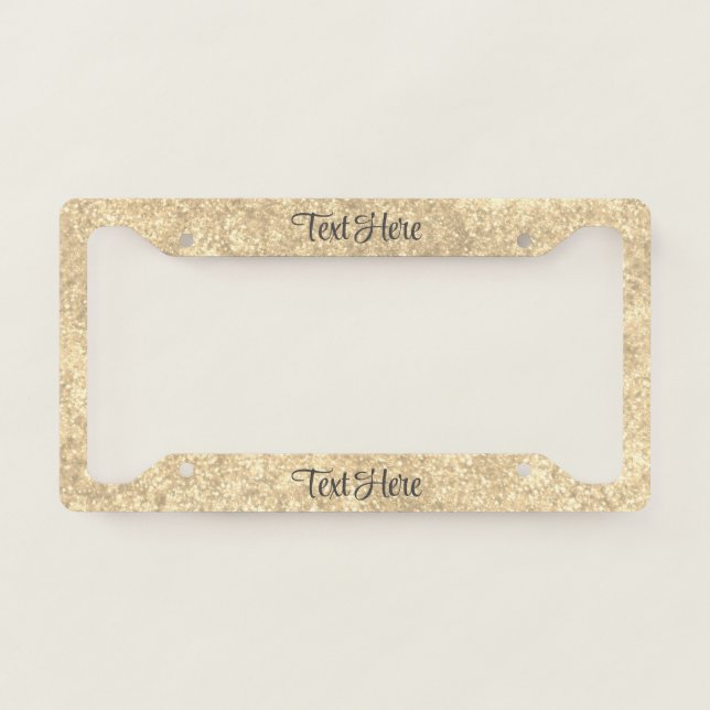 Gold Sparkle Glitter Elegant Personalized License Plate Frame (Front)