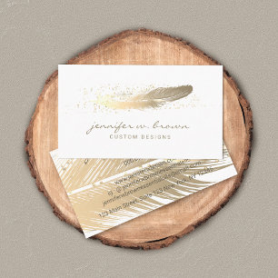 Gold Sparkle Glitter Feather Design for Events and Business Card