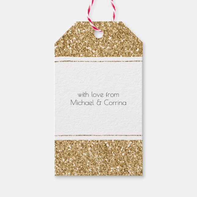Gold Sparkle Glitter  Gift Tags (Front)