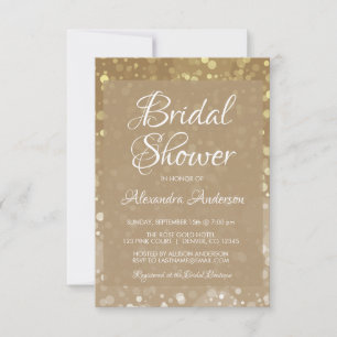 Gold Sparkle Glitter Lights Bridal Shower Invitation