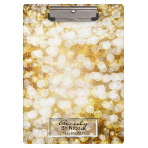 Gold Sparkle Glitter Lights Chic Glam Personalized Clipboard