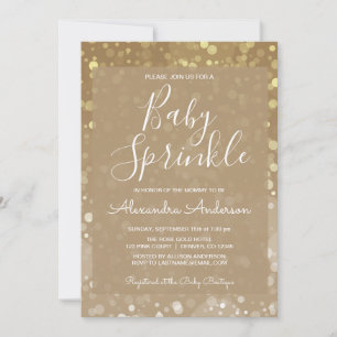 Gold Sparkle Glitter Lights Glam Baby Sprinkle Invitation