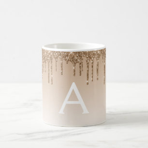 Gold Sparkle Glitter Luxury Monogram Name Coffee Mug