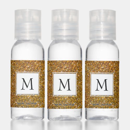 Gold Sparkle Glitter  MONOGRAM Hand Sanitizer