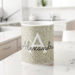 Gold Sparkle Glitter Monogram Name & Initial Coffee Mug<br><div class="desc">Gold Sparkle Glitter Twinkling Lights Monogram Name and Initial Coffee Mug. The mug makes the perfect gift for someone who loves modern silver.</div>