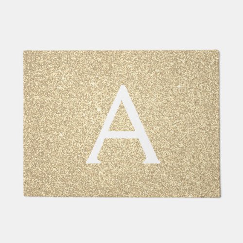 Gold Sparkle Glitter Monogram Name  Initial Doormat