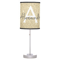 Gold Sparkle Glitter Monogram Name & Initial Table Lamp Gold Sparkle Glitter Monogram Name & Initial Table Lamp