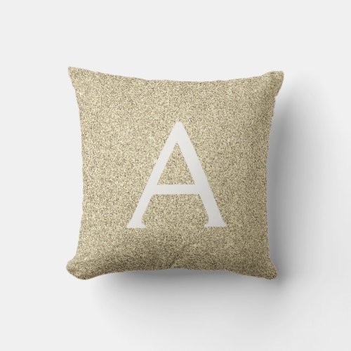 Gold Sparkle Glitter Monogram Name  Initial Throw Pillow