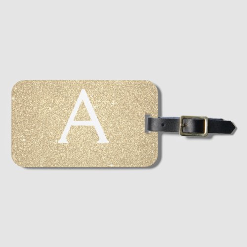 Gold Sparkle Glitter Monogram Name Luggage Tag