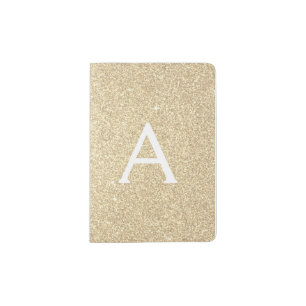 Gold Sparkle Glitter Monogram Name Passport Holder