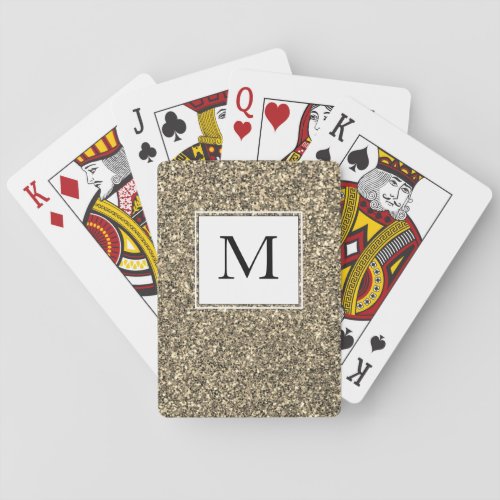 Gold Sparkle Glitter MONOGRAM Poker Cards