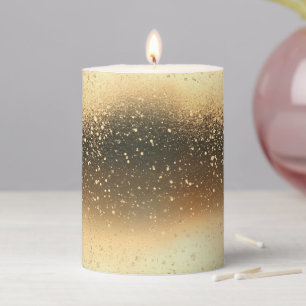 Gold Sparkle Glitter Pillar Candle