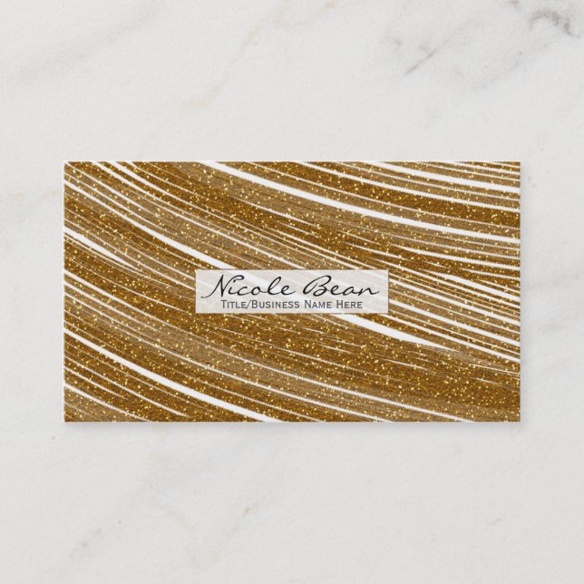Gold Sparkle Glitter White Chic Business Cards (Front)