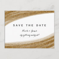 Gold Sparkle Glitter White Save The Date Postcard