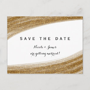 Gold Sparkle Glitter White Save The Date Postcard