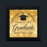 Gold Sparkle Graduate Custom Chic 2024 Graduation Gift Box<br><div class="desc">Elegant faux gold sparkle graduation gift box for a high school or college graduate with your custom school name and class in the center. Personalize this chic,  modern graduation present.</div>