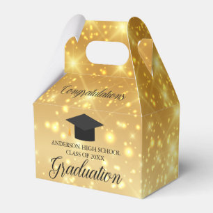 Gold Sparkle Graduation Chic Custom 2024 Party Favor Boxes