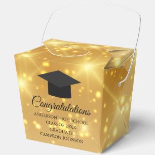 Gold Sparkle Graduation Chic Custom Party Fortune Favor Boxes