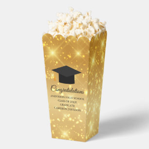 Gold Sparkle Graduation Chic Custom Party Popcorn Favor Boxes