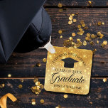 Gold Sparkle Graduation Chic Personalized Graduate Keychain<br><div class="desc">Elegant faux gold sparkle graduation keychain for a high school or college graduate with your custom senior name and class in the center. Personalize this beautiful gift to send to your friends.</div>