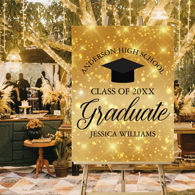 Gold Sparkle Graduation Chic Personalized Party Foam Board (Creator Uploaded)