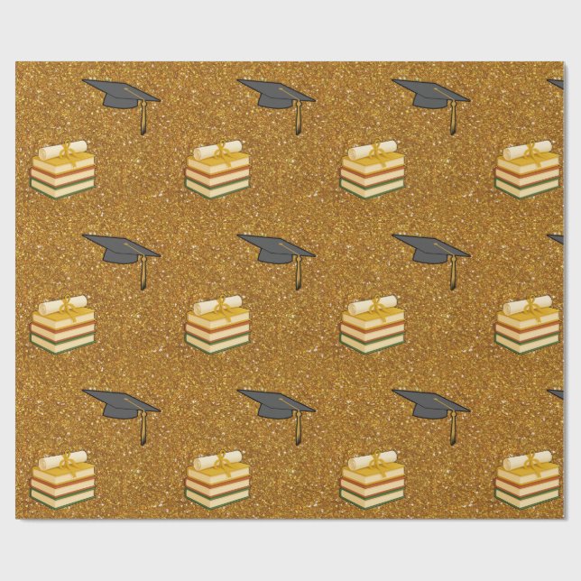 Gold Sparkle Graduation Wrapping Paper (Flat)