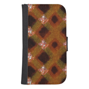 Gold Sparkle Harlequin Lattice Galaxy S4 Wallet Case