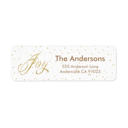 Gold Sparkle Joy Christmas Address Labels