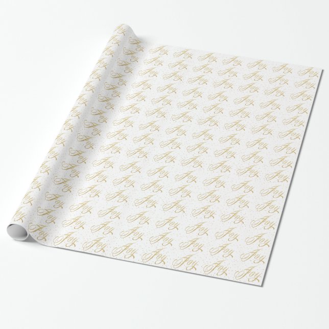 Gold Sparkle Joy Christmas Gift Wrap (Unrolled)