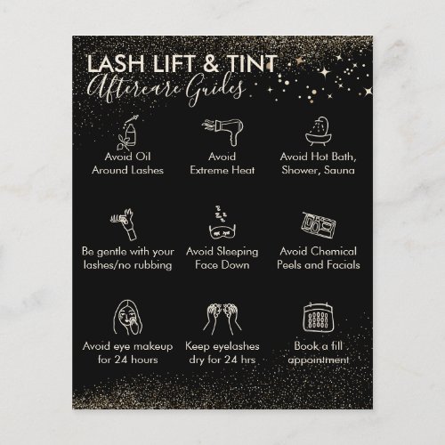 Gold Sparkle Lash Lift Tint aftercare Budget Flyer