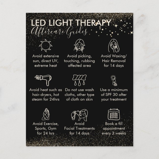 Gold Sparkle Led Light Therapy aftercare Budget Flyer