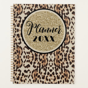 Gold Sparkle Leopard Print Planner