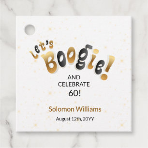 Gold Sparkle Let's Boogie 60th Birthday Favor Tags